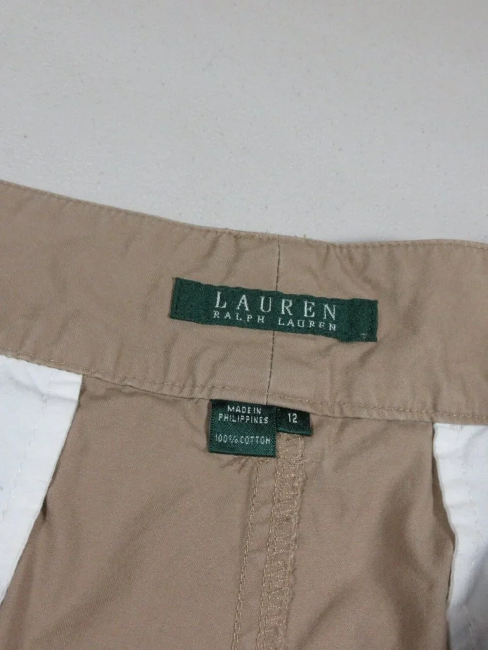 Lauren Ralph Lauren LRL womens solid tan long cargo shorts 12 EUC